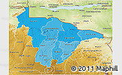 Political Shades 3D Map of Mashonaland Central, physical outside