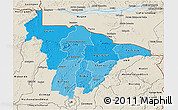 Political Shades 3D Map of Mashonaland Central, shaded relief outside