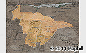 Satellite 3D Map of Mashonaland Central, darken, semi-desaturated