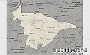 Shaded Relief 3D Map of Mashonaland Central, darken, semi-desaturated