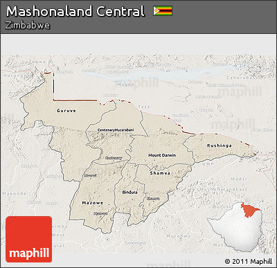 Shaded Relief 3D Map of Mashonaland Central, lighten