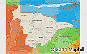 Shaded Relief 3D Map of Mashonaland Central, political shades outside