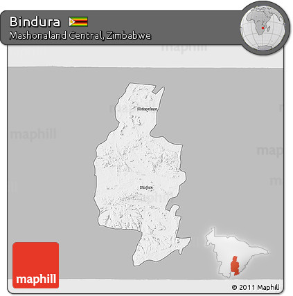 Gray 3D Map of Bindura, single color outside