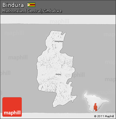 Gray 3D Map of Bindura, single color outside