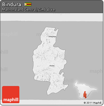 Gray 3D Map of Bindura, single color outside