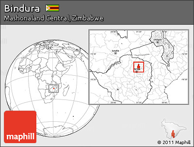 Blank Location Map of Bindura