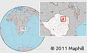 Gray Location Map of Bindura, highlighted country