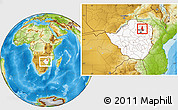 Physical Location Map of Bindura, highlighted country, within the entire country