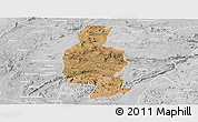 Satellite Panoramic Map of Bindura, lighten, desaturated