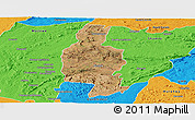 Satellite Panoramic Map of Bindura, political outside