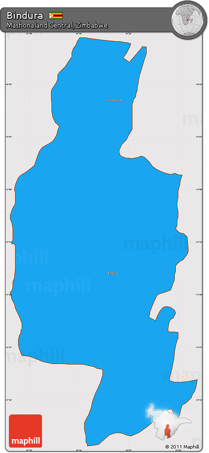 Political Simple Map of Bindura, cropped outside