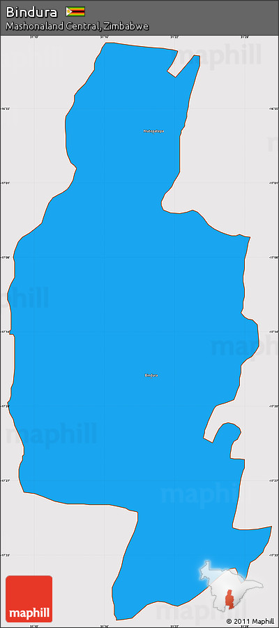Political Simple Map of Bindura, cropped outside