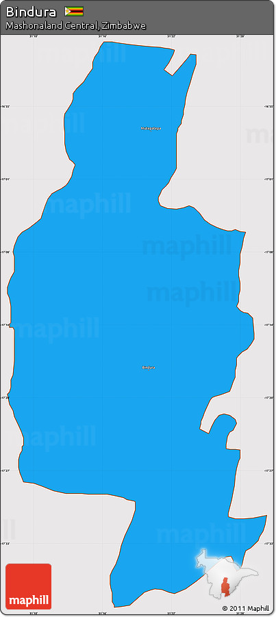 Political Simple Map of Bindura, cropped outside