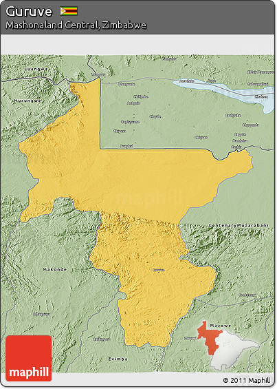 Savanna Style 3D Map of Guruve