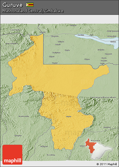 Savanna Style 3D Map of Guruve