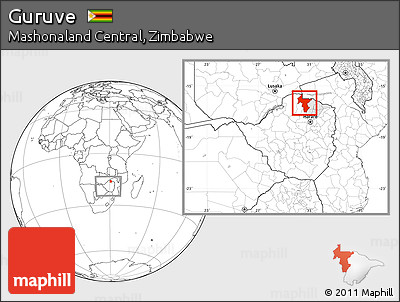 Blank Location Map of Guruve, highlighted parent region, within the entire country