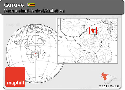 Blank Location Map of Guruve, highlighted parent region, within the entire country
