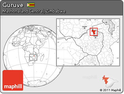 Blank Location Map of Guruve, highlighted parent region, within the entire country