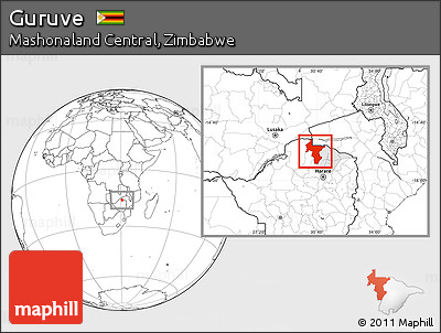 Blank Location Map of Guruve, highlighted parent region