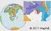 Political Location Map of Guruve, highlighted country, highlighted parent region