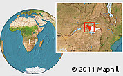 Satellite Location Map of Guruve, highlighted parent region
