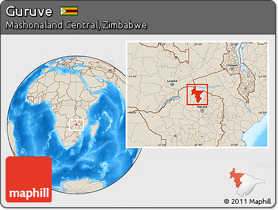 Shaded Relief Location Map of Guruve