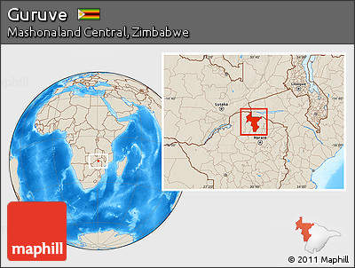 Shaded Relief Location Map of Guruve