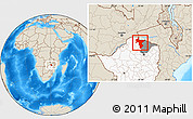 Shaded Relief Location Map of Guruve, highlighted country, highlighted parent region