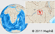 Shaded Relief Location Map of Guruve, highlighted parent region