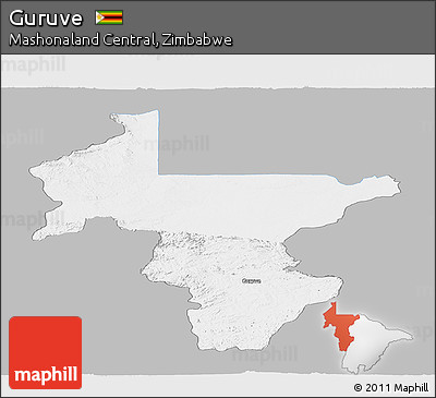 Gray Panoramic Map of Guruve, single color outside