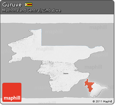 Gray Panoramic Map of Guruve, single color outside