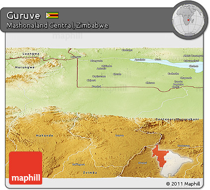 Physical Panoramic Map of Guruve
