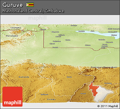Physical Panoramic Map of Guruve