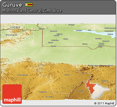 Physical Panoramic Map of Guruve