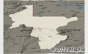 Shaded Relief Panoramic Map of Guruve, darken