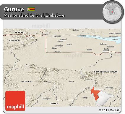 Shaded Relief Panoramic Map of Guruve