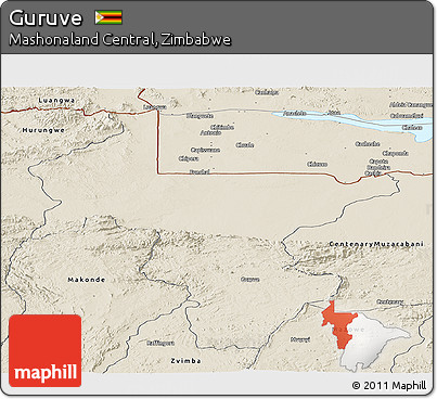 Shaded Relief Panoramic Map of Guruve