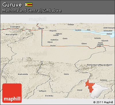 Shaded Relief Panoramic Map of Guruve