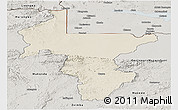 Shaded Relief Panoramic Map of Guruve, semi-desaturated