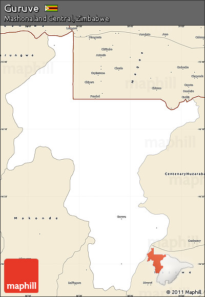 Classic Style Simple Map of Guruve