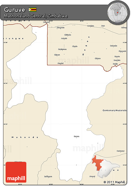 Classic Style Simple Map of Guruve