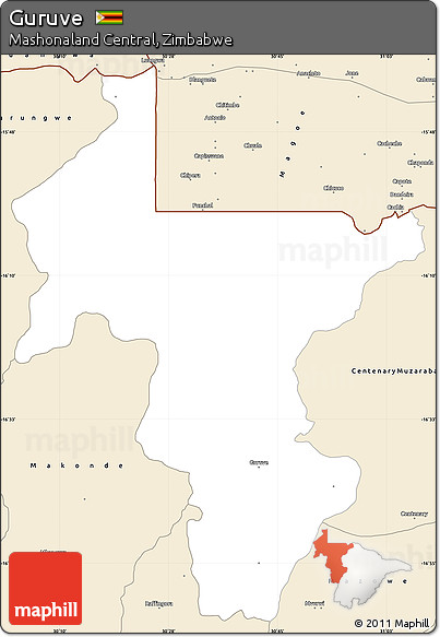 Classic Style Simple Map of Guruve