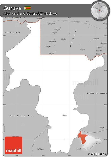 Gray Simple Map of Guruve