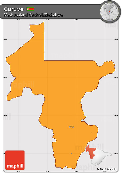 Political Simple Map of Guruve, cropped outside