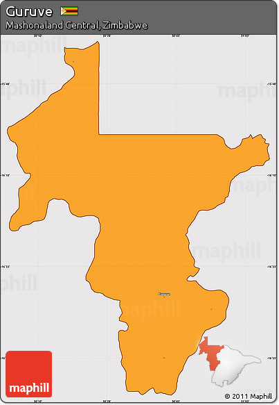 Political Simple Map of Guruve, cropped outside
