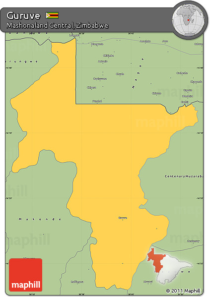 Savanna Style Simple Map of Guruve