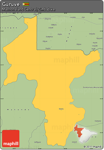Savanna Style Simple Map of Guruve