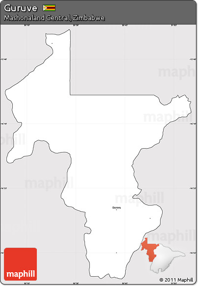Silver Style Simple Map of Guruve, cropped outside