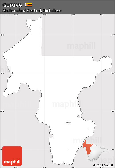 Silver Style Simple Map of Guruve, cropped outside