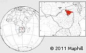 Blank Location Map of Mashonaland Central, within the entire country